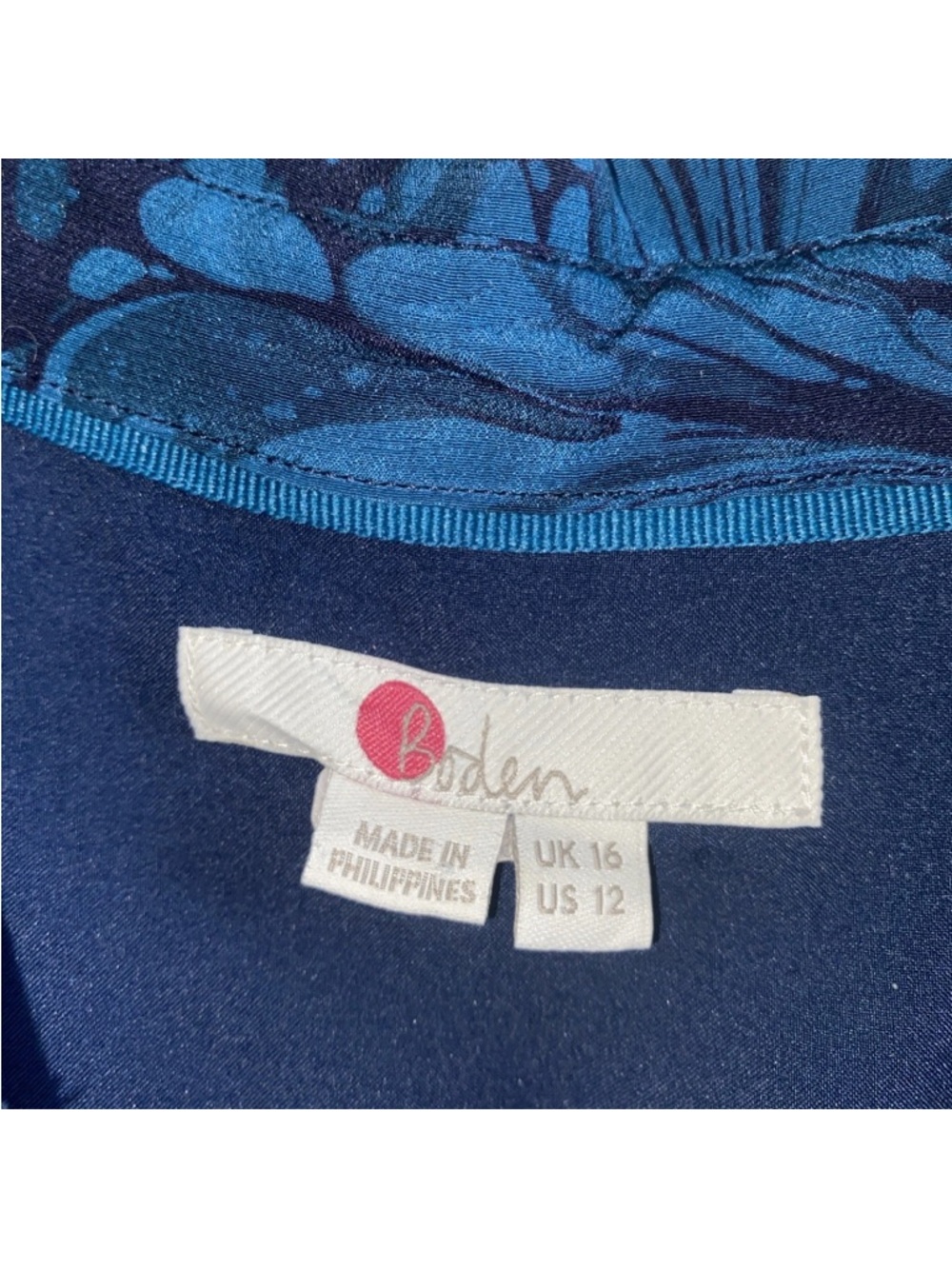BODEN Lemima Silk Shirt MIDI Dress US 12 NO Belt Missing Navy Marbled Dreams - Picture 8 of 14